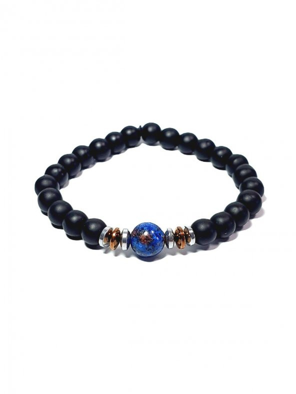 JTAW24DOB1354 JANTİ BİLEKLİK ORİJİNAL CEYT HEMATİT ONYX DOĞALTAŞ 10 MM ve 8 MM ürün görseli 1