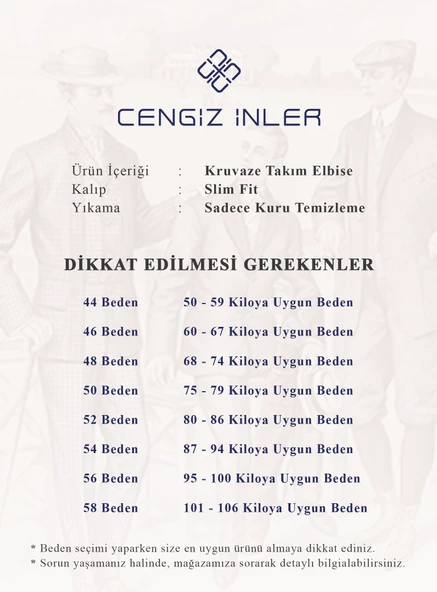Cengiz İnler Çizgili Kruvaze Takım Elbise ürün görseli 1