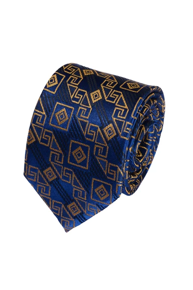 Cengiz İnler Geometrik Desenli Mendilli Mikrofiber Erkek Kravat ürün görseli 1