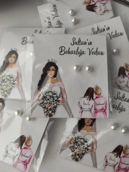 Bride To Be - Kına Hediyeliği İnci Küpe Hediyeliği Bekarlığa Veda 25 adet ürün görseli 1