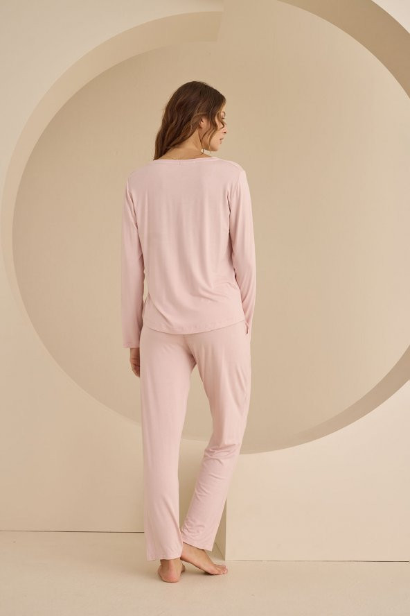 Somon V Yaka Pijama Takımı - Resim 3