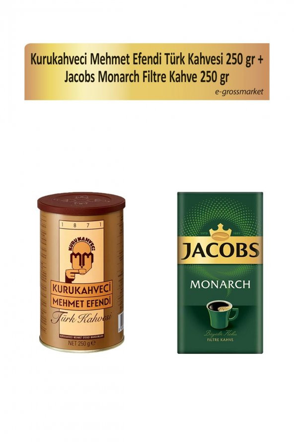 Mehmet Efendi Türk Kahvesi 250 gr + Jacobs Monarch Filtre Kahve 250 gr ürün görseli 1