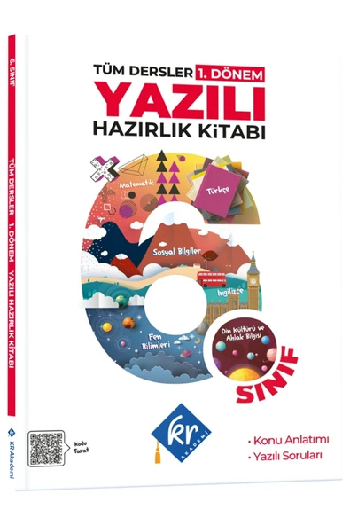6. Sınıf Tüm Dersler 1. Dönem Yazılı Hazırlık Kitabı KR Akademi Yayınları ürün görseli 1