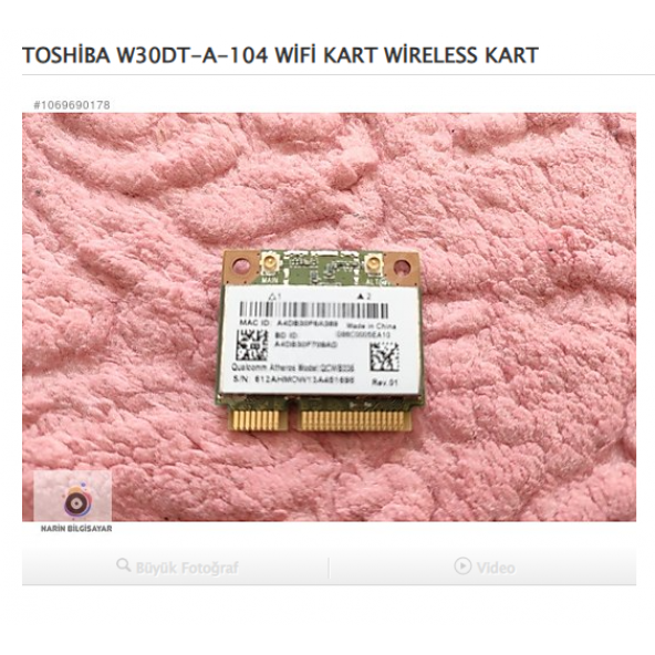 TOSHİBA W30DT-A-104 WİFİ KART WİRELESS KART ürün görseli 1