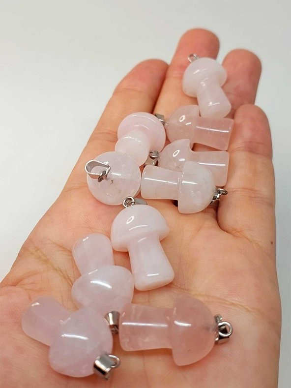 Pembe Kuvars Taşı Mantar Şekilli Kolye Ucu (42695) ürün görseli 1