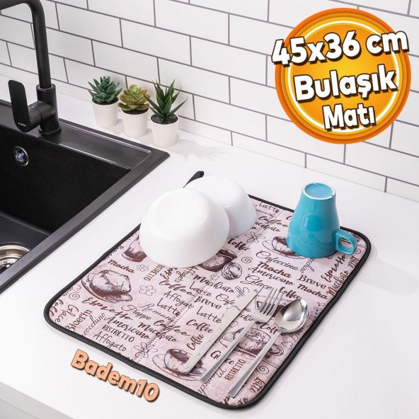 Bulaşık Kurutma Matı Kurulama Bezi Örtüsü Tezgah Üstü Ped Mutfak Bulaşıklık Yıkanabilir 45x36 cm ürün görseli 1