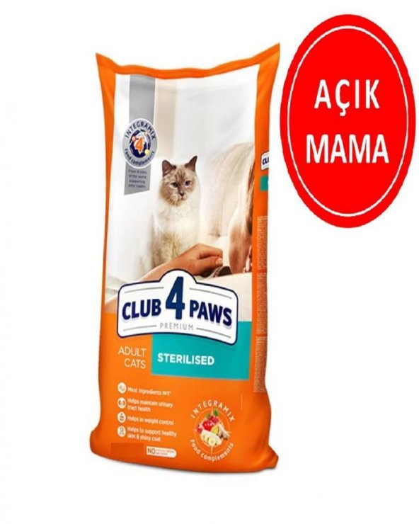 Club4Paws Premium Sterilised Tavuklu Kısırlaştırılmış Yetişkin Kedi Maması 1 Kg AÇIK ürün görseli 1