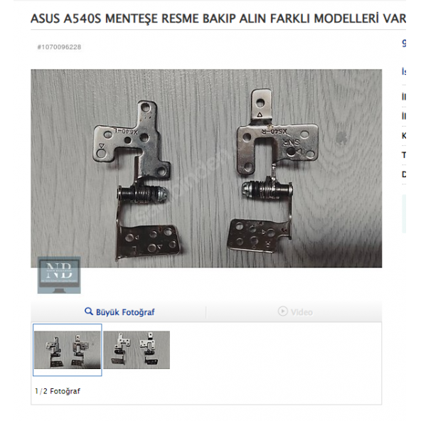 ASUS A540S MENTEŞE RESME BAKIP ALIN FARKLI MODELLERİ VAR ürün görseli 1