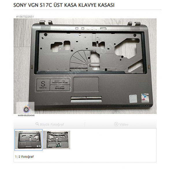 SONY VGN S17C ÜST KASA KLAVYE KASASI ürün görseli 1