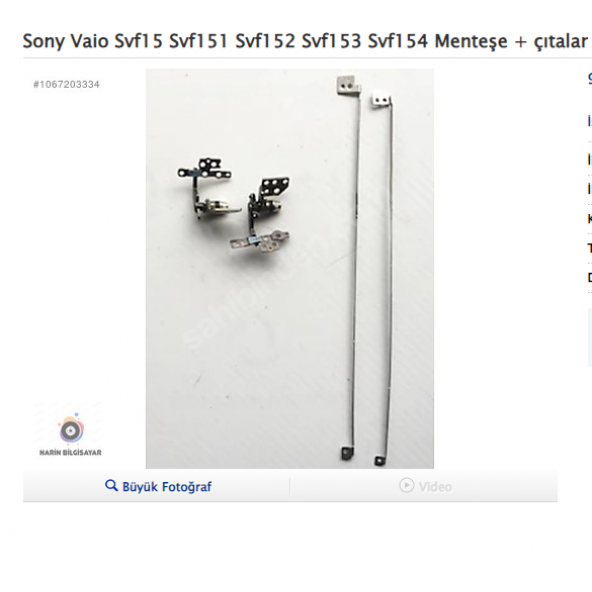 Sony Svf15 Svf152 Svf153 SVF154 Svf152c29w Menteşe takımı çıtalı ürün görseli 1