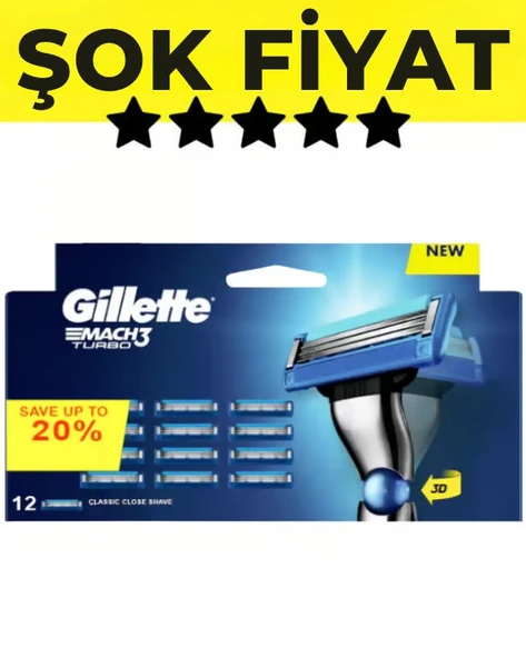 Gillette Mach 3 Turbo Yedek Bıçak 12'li 8700216388177 ürün görseli 1