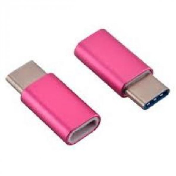 Type-C Erkek - Micro USB Dişi Şarj Kablosu Çevirici - Pembe ürün görseli 1