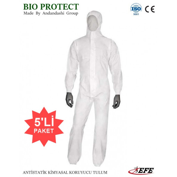BİO PROTECT ANTİSATİK KİMYASAL BOYACI TULUMU 5'Lİ PAKET Standart Beden ürün görseli 1