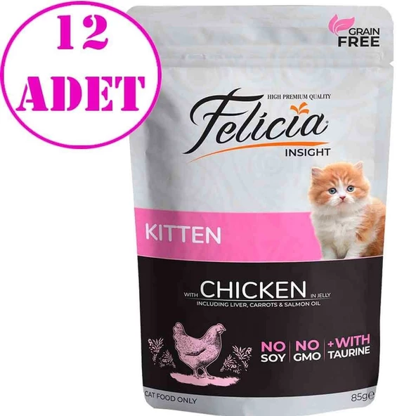 Felicia Kitten Yaş Kedi Maması Tahılsız 85 gr 12 AD ürün görseli 1