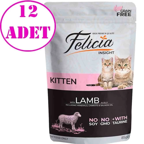 Felicia Kitten Yaş Kedi Maması Tahılsız Kuzu Etli 85 gr 12 AD ürün görseli 1