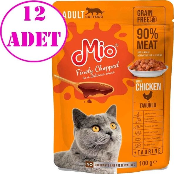 Mio Kedi Yaş Mama Tavuk Etli 100 Gr 12 AD ürün görseli 1