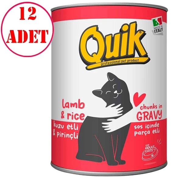 Quik Kedi Konservesi Kuzu Etli Pirinçli 415 gr 12 AD ürün görseli 1
