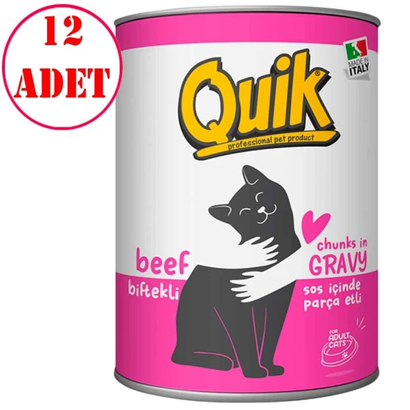 Quik Biftekli Kedi Konservesi 415 gr 12 AD ürün görseli 1