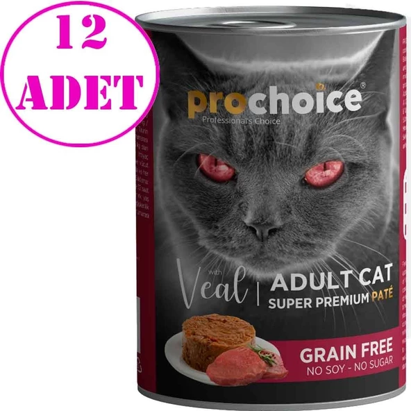 Pro Choice Dana Etli Tahılsız Ezme Yetişkin Kedi Konservesi 400 Gr 12 AD ürün görseli 1