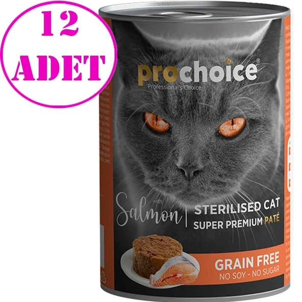Pro Choice Sterilised Somonlu Kedi Konservesi Pate 400 Gr 12 AD ürün görseli 1