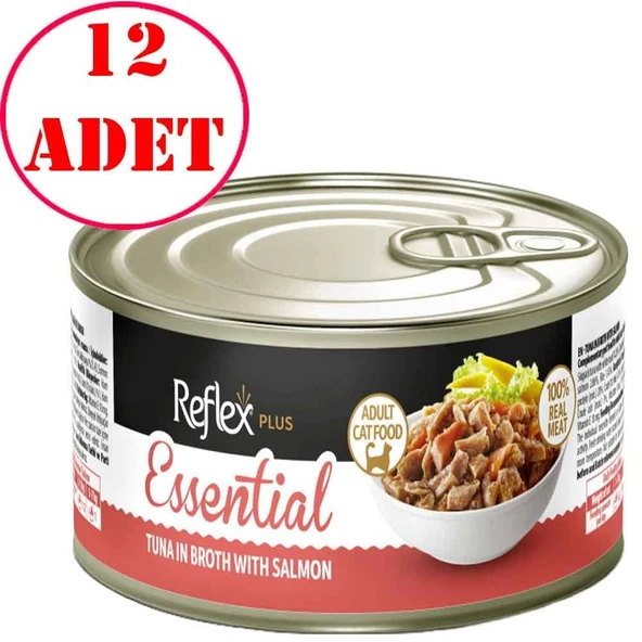 Reflex Plus Essential Ton Balıklı ve Somonlu Yetişkin Kedi Konservesi 70 Gr 12 AD ürün görseli 1