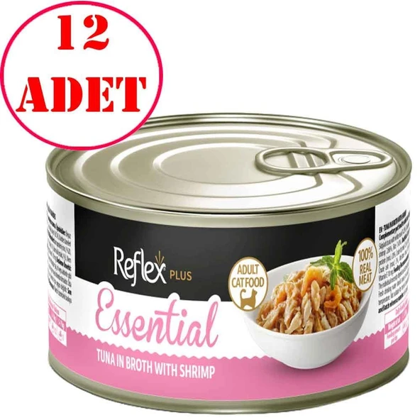 Reflex Plus Essential Ton Balıklı ve Karidesli Yetişkin Kedi Konservesi 70 Gr 12 AD ürün görseli 1