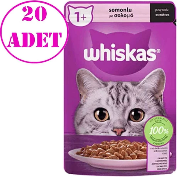 Whiskas Somonlu Pouch Kedi Maması 85 Gr 20 AD ürün görseli 1