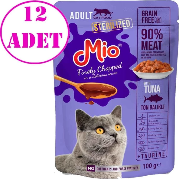 Mio Sterilised Kedi Yaş Mama Tuna Etli 100 Gr 12 AD ürün görseli 1