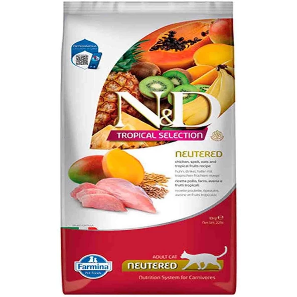 ND Tropical Meyveli Tavuklu Kısırlaştırılmış Kedi Maması 10 Kg ürün görseli 1