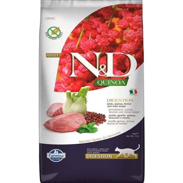 N&D Quinoa Digestion Kuzu Etli Yetişkin Kedi Maması 5 kg ürün görseli 1