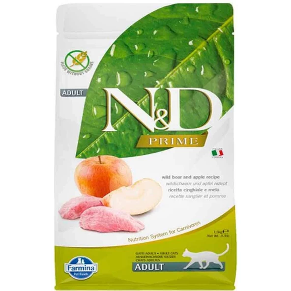 ND Tahılsız Yaban Domuzu ve Elmalı Yetişkin Kedi Maması 1,5 Kg ürün görseli 1