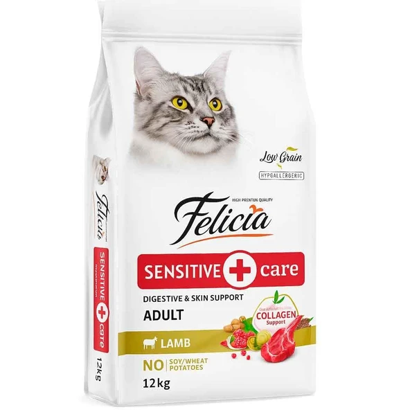 Felicia Düşük Tahıllı Kuzulu Yetişkin Kedi Maması 12 kg ürün görseli 1