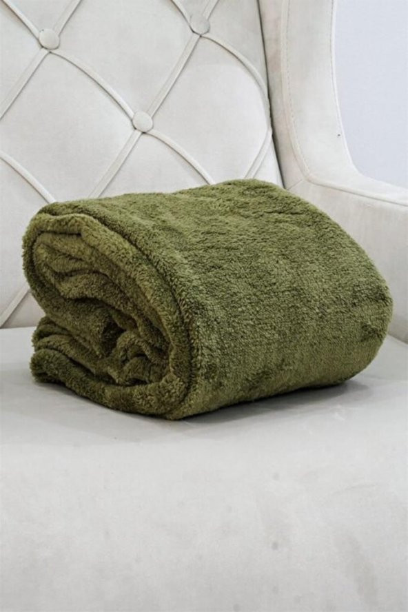 Wellsoft Battaniye, Televizyon Battaniyesi,Peluş, Polar Battaniye,Çift Kişilik 220*230 Haki ürün görseli 1