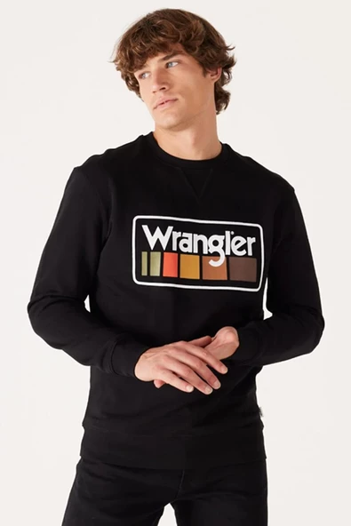 Wrangler W646H1001 Siyah Wrangler Baskılı Bisiklet Yaka Erkek Sweat ürün görseli 1