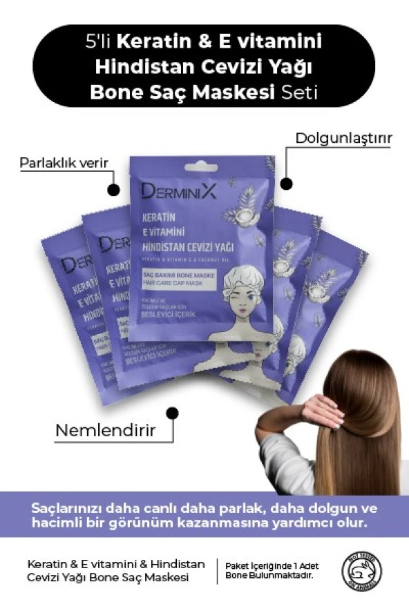 Keratin ve E vitamini Hindistan Cevizi Yağı Bone Saç Maskesi Seti 5li Set ürün görseli 1