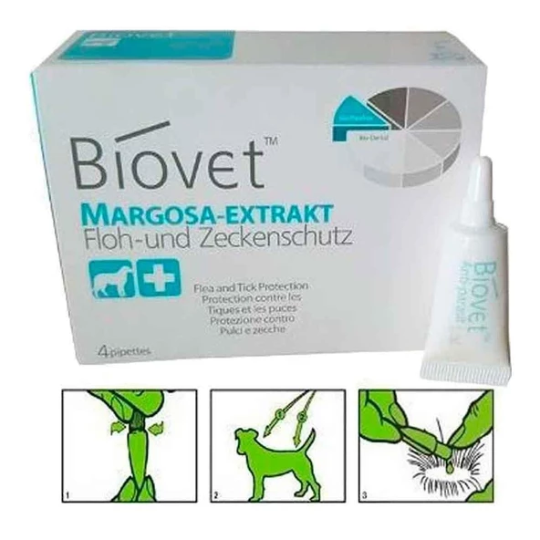 Biovet Bitkisel Küçük ırk Köpek Pire Kene Damlası 4'Lü ürün görseli 1