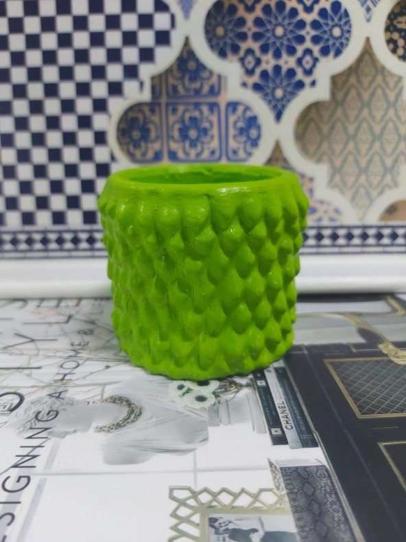 Dekoratif Kozalak Saksı 8x7cm Fıstık Yeşili ürün görseli 1