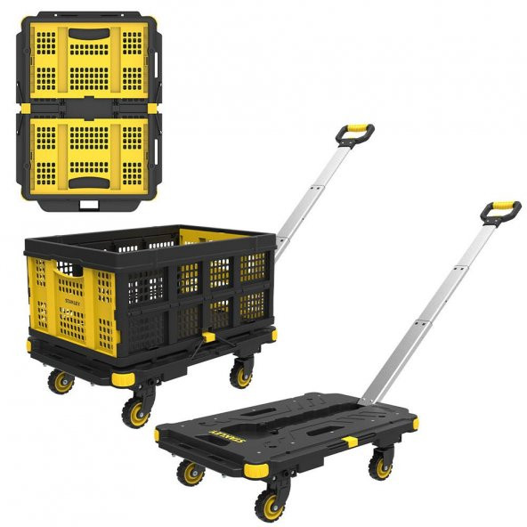 STANLEY PC532B 137kg 62x45cm Dört Tekerli Çekme Kollu Yük ve Paket Taşıma Arabası + FT505 25Kg Katlanır Çok Amaçlı Taşıma Sepeti ürün görseli 1