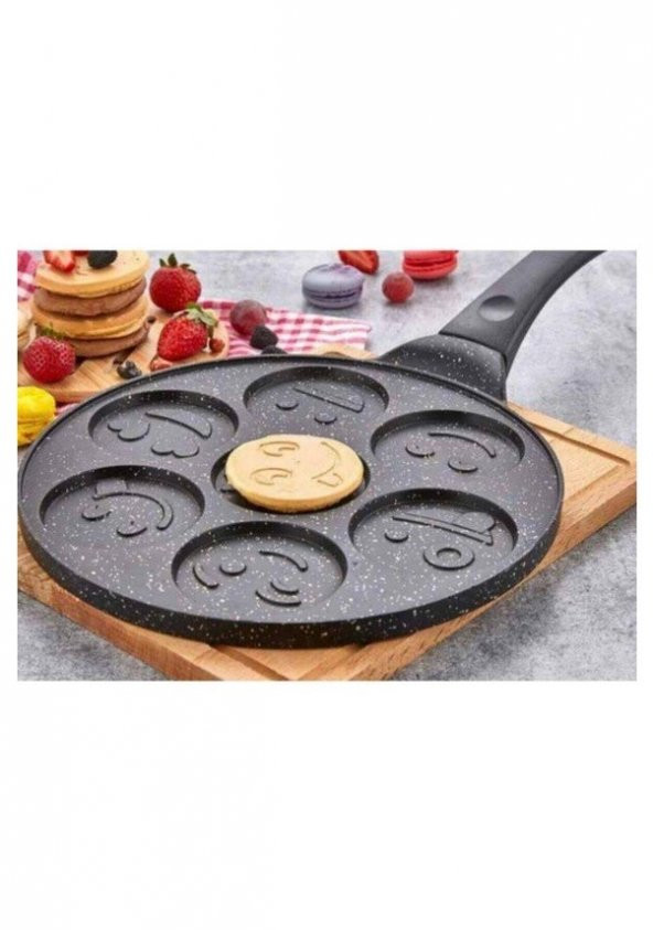 Eda Yüz Emojili 28 CM Granit Döküm Pankek Tavası ürün görseli 1