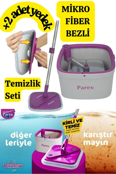 Parex Parex Wondero +2 Yedek Moplu Bezli Temiz Su Ile Kirli Su Ile Ayıran Otomatik Temizlik Seti ürün görseli 1