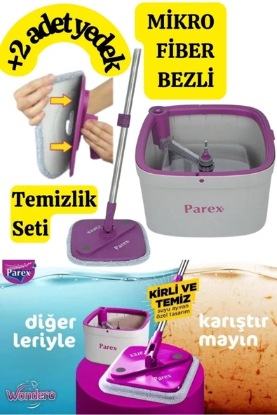Parex Wondero Temiz Su Ile Kirli Su Ile Ayıran Otomatik Temizlik Seti 1 Adet Yedek Mop ürün görseli 1