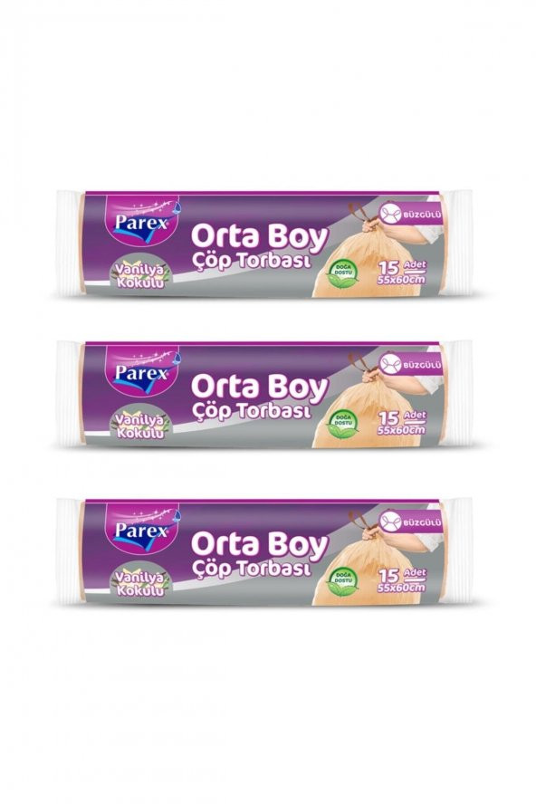 Parex Büzgülü Vanilya Kokulu Çöp Torbası Orta Boy X 3'lü Paket ürün görseli 1