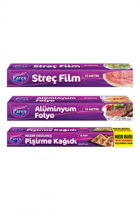 Parex Mutfak Seti (streç Film+al. Folyo+pişirme Kağıdı) ürün görseli 1