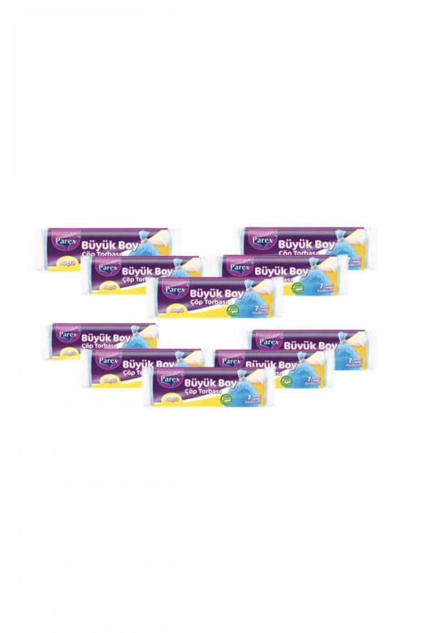 Parex Güçlü Çöp Torbası Büyük Boy 65 cm x  80 cm Mavi Tek Rulo 10 Paket ürün görseli 1
