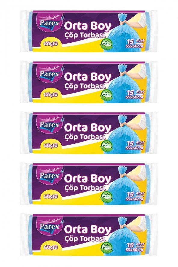 Parex Güçlü Çöp Torbası Orta Boy 15'li X 5' Li Paket ürün görseli 1