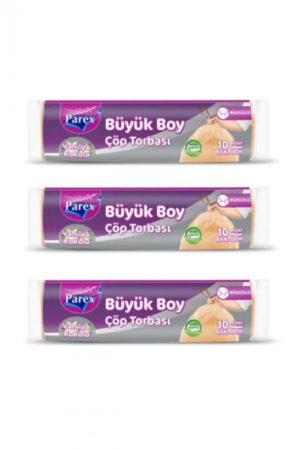 Parex 3lü Büzgülü Vanilya Kokulu Çöp Torbası Büyük ürün görseli 1