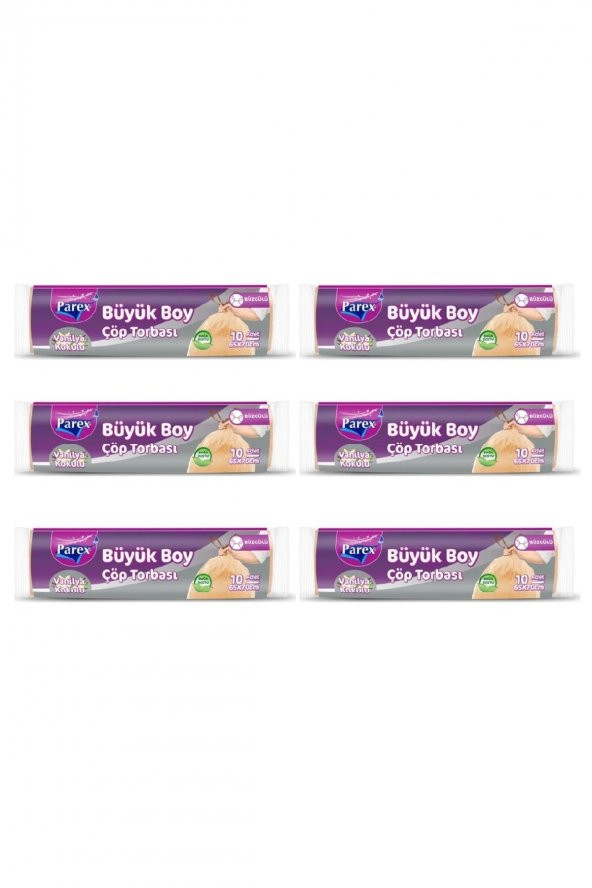 Parex Çöp Torbası Büyük Boy Büzgülü Vanilya Kokulu 10'lu X 6 Adet ürün görseli 1