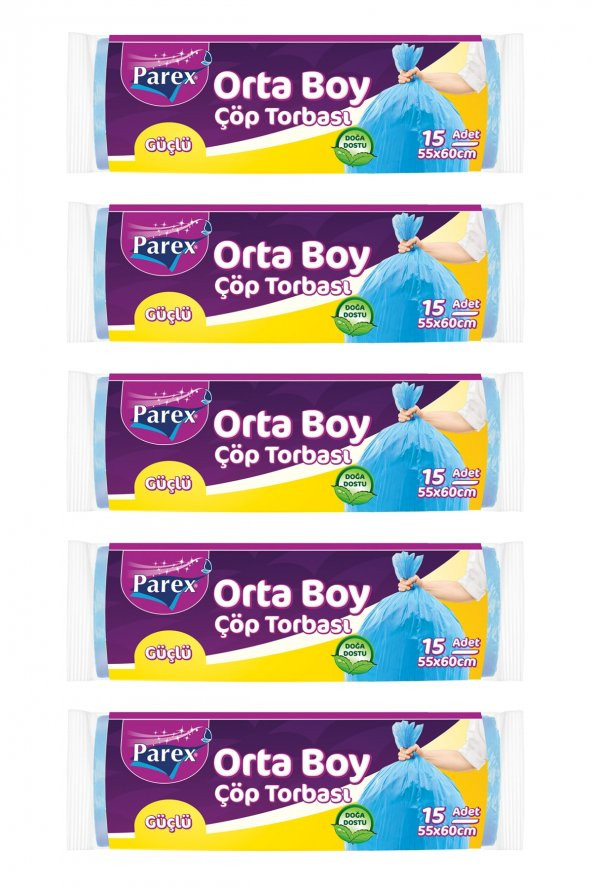 Parex Orta Boy Güçlü Çöp Torbası 5' Li Paket ürün görseli 1