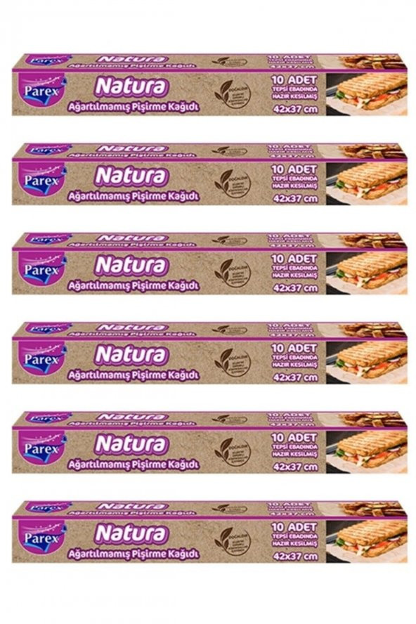 Parex Natura 6 Adet Ağartılmamış Organik Hazır Kesilmiş Pişirme Kağıdı 10'lu ürün görseli 1