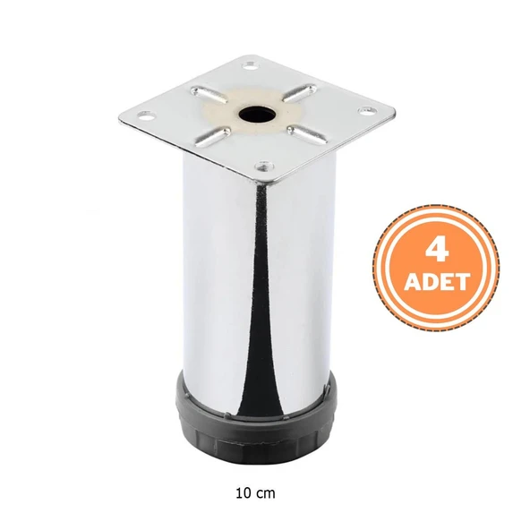 4 Adet Mobilya Ayağı Metal 10 cm Alttan Ayarlı 42 mm Krom Ayak ürün görseli 1